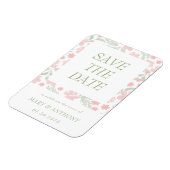 Roze Bloemige Waterverf Save the Date Magneet (Linkerzijde)