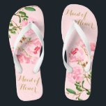 Roze Bloemige Waterverf Trouw Getuige Flip Teenslippers<br><div class="desc">Deze gepersonaliseerde slippers hebben een elegant ontwerp met waterverfschildering van roze pioenrozen. De mooie slippers zijn een onvergetelijk cadeau voor leden van het bruiloftsgezelschap: bruid,  bruidsmeisjes,  moeder van de bruid,  getuige van de bruid...  Ze voegen een stijlvolle dosis glamour toe aan je trouwdag,  vrijgezellenfeest of andere viering.</div>