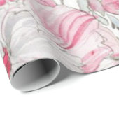 Roze bloemige waterverf verjaardagsfeest bruiloft cadeaupapier (Rol Hoek)