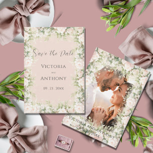 Roze Bloemige Waterverf Vintage Trouw Save The Date