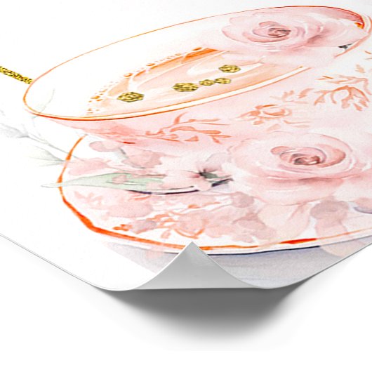 Roze bloemige welkomstbord voor babyborrel poster (Hoek)