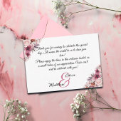 Roze bloemige welkomstcadeautas mand plaatskaart informatiekaartje