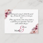 Roze bloemige welkomstcadeautas mand plaatskaart informatiekaartje (Voorkant)