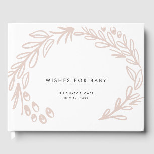 Roze bloemige wensen voor baby gastenboek