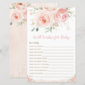 Roze Bloemige Wensen voor Baby Shower Spel (Voorkant / Achterkant)
