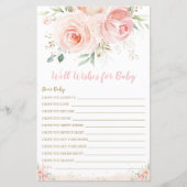 Roze Bloemige Wensen voor Baby Shower Spel (Voorkant)