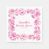 Roze Bloemige Whimsical Bruiloft Papieren Servet (Voorkant)