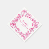 Roze Bloemige Whimsical Bruiloft Papieren Servet (Hoek)