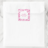 Roze Bloemige Whimsical Bruiloftsdouche Vierkante Sticker (Tas)