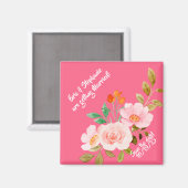 Roze Bloemige Whimsy Bruiloft Save the Date Magneet (Voorkant / Achterkant)