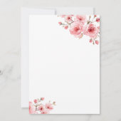 Roze Bloemige Wijn Glas Aquarel Bruiloft Kaart (Achterkant)