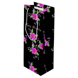 roze bloemige wijnzak wijn cadeautas