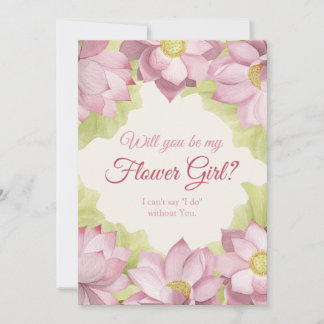 Roze bloemige Wil je mijn bloemenmeisje zijn kaart