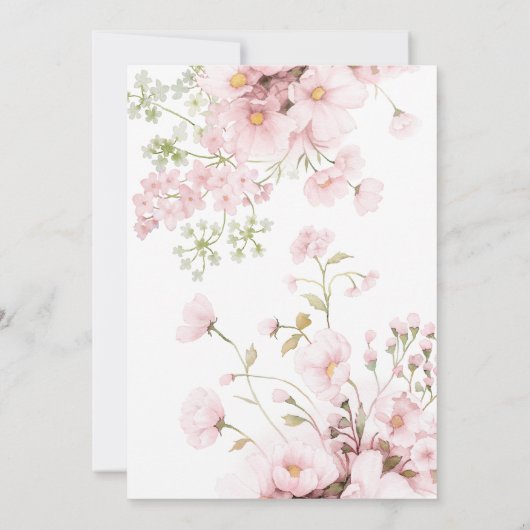 Roze bloemige wilde bloem baby in bloei baby showe kaart (Achterkant)