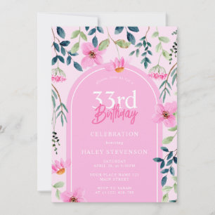 Roze Bloemige Wilde Bloem Meisjesachtige Elegante  Kaart