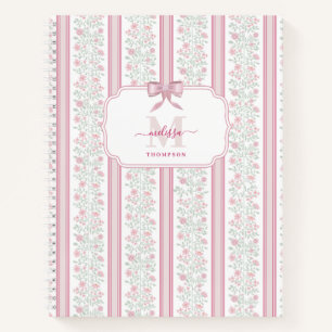 Roze Bloemige Wilde Bloemen Coquette Strik Notitieboek