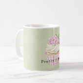 Roze Bloemige Witte Crème Cupcake Koffiemok (Voorkant links)