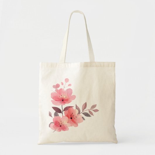 Roze bloemige zachte bloeiende patroon tas (Voorkant)