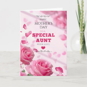 Roze Bloemige Zachte Elegante Speciale Tante Moede Kaart