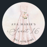 Roze Bloemige Zoete 16e Verjaardag Klassieker Ronde Sticker<br><div class="desc">Elegante Roze Bloemige Zoete 16 Rond Sticker Favorieten. Overeenkomende items in onze winkel Cava Party Design.</div>