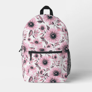 Roze bloemige zonnebloemen bedrukte rugzak
