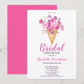 Roze Bloemijs waterverf vrijgezellenfeest Kaart (Voorkant / Achterkant)