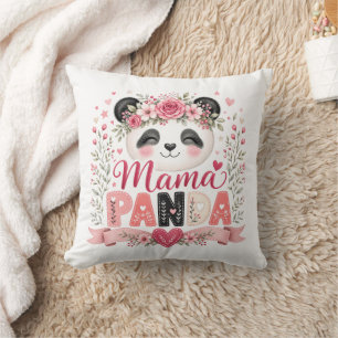 Roze bloemillustratie van Mama Panda Moederschap Kussen