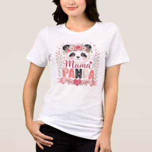 Roze bloemillustratie van Mama Panda Moederschap Tri-Blend Shirt