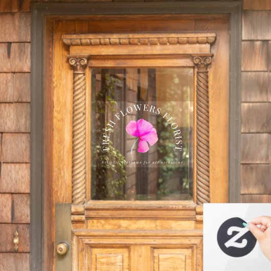 Roze bloemist zakelijke waterverf raamsticker (Huis Deur)