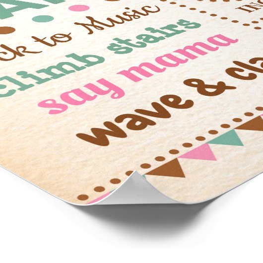 Roze bloemisterij bosnimf 1e verjaardag mijlpaal poster (Hoek)