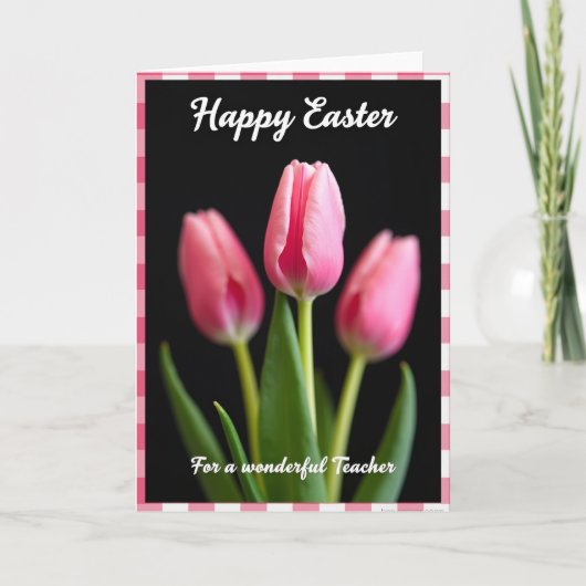 Roze bloemkaart met bedankje kaart (Voorkant)