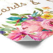 Roze bloemkaarten cadeaus babyfeestje poster (Hoek)