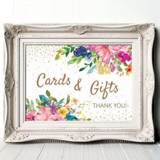 Roze bloemkaarten cadeaus babyfeestje poster