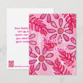 Roze bloemkaarten met bedankbericht, sjabloon (Voorkant / Achterkant)