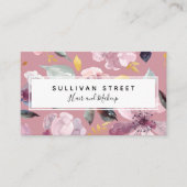 Roze bloemkalligrafie visitekaartje (Voorkant)