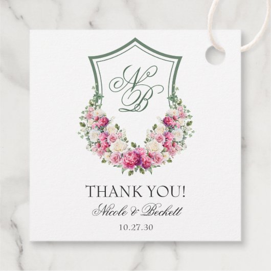 Roze Bloemkam bruiloft Dank u Bedankjes Labels (Achterkant)