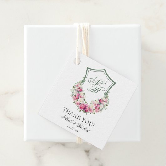 Roze Bloemkam bruiloft Dank u Bedankjes Labels (In situ)