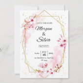 Roze bloemkersen bloesem bruiloft uitnodiging (Voorkant)
