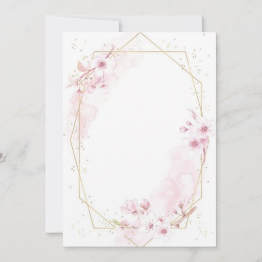 Roze bloemkersen bloesem bruiloft uitnodiging (Achterkant)