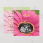 Roze "Bloemkind" Sonogram Shower Invite-square Kaart (Voorkant / Achterkant)