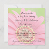 Roze "Bloemkind" Sonogram Shower Invite-square Kaart (Achterkant)