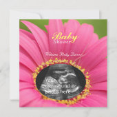 Roze "Bloemkind" Sonogram Shower Invite-square Kaart (Voorkant)