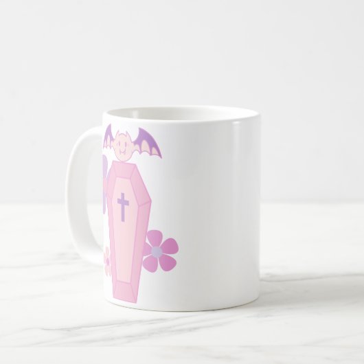 Roze Bloemkist en vleermuis Koffiemok (Voorkant links)