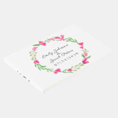 Roze bloemklep, leeuwerend bruin huwelijk gastenboek (Hoek)