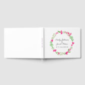 Roze bloemklep, leeuwerend bruin huwelijk gastenboek (Volledig)