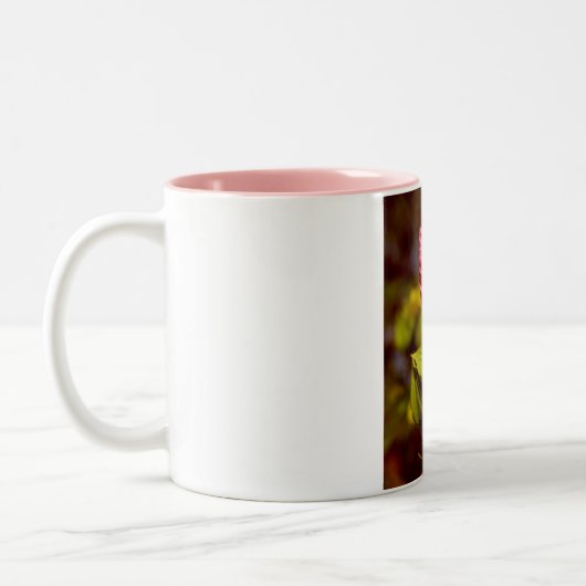 Roze bloemknop foto Mok (Links)
