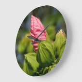 Roze Bloemknop Foto Ronde (grote) wandklok (Hoek)