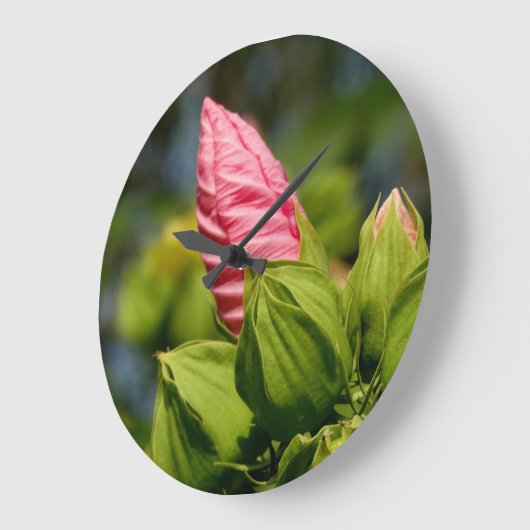 Roze Bloemknop Foto Ronde (grote) wandklok (Hoek)