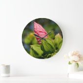 Roze Bloemknop Foto Ronde (grote) wandklok (Huis)