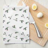 Roze bloemknoppen, aquarelpatroon theedoek (Quarter Fold)